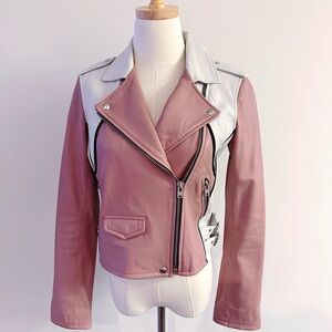 Pink & White IRO Leather Jacket